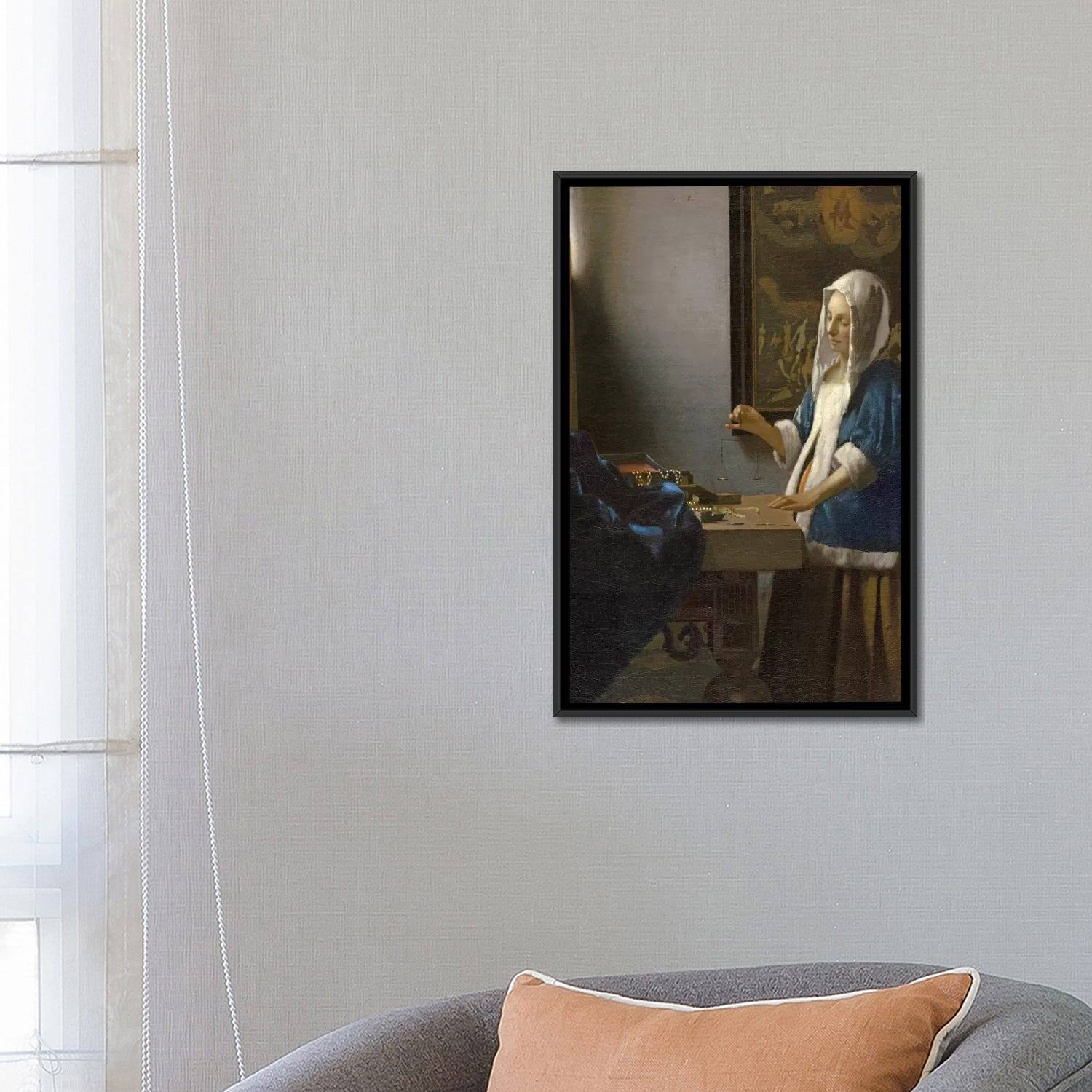 iCanvas "Woman Holding a Balance, c.1664" by Jan Vermeer Framed Bed Bath & Beyond 37085888